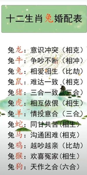 生肖兔适合的配偶属相（生肖兔最佳配偶属相排行）