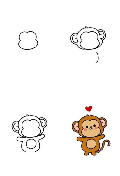 画属相生肖猴（生肖猴简笔画步骤图解）