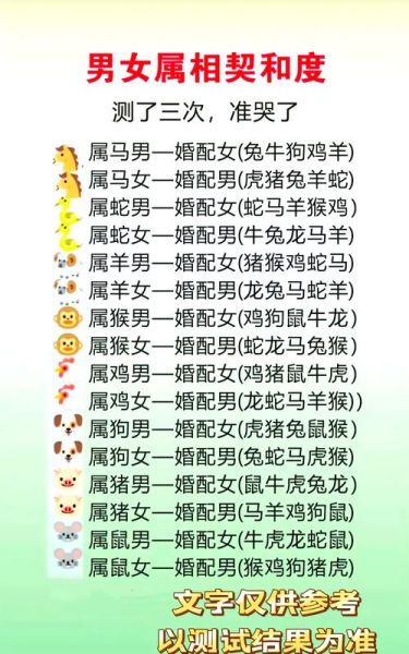 男女配婚生肖属相（男女配婚生肖属相怎么查最准）