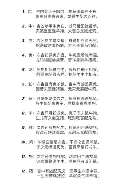 生肖属相配对大全查询表