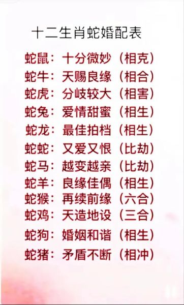 蛇的生肖属相配(蛇与什么属相最配婚)