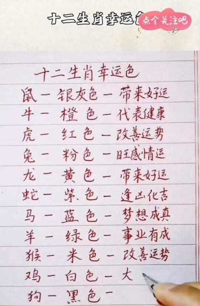 生肖属相的吉祥色（2024十二生肖吉祥色查询对照表）