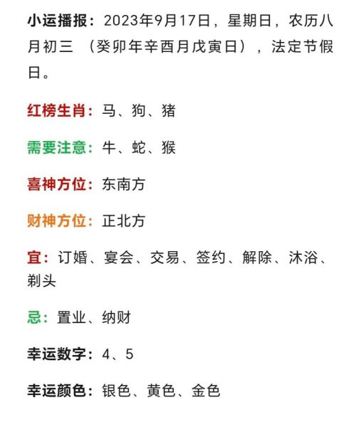 生肖每日属相（今日生肖运势查询对照表）