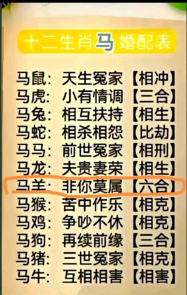女马生肖配对属相(女马和什么生肖最相配)