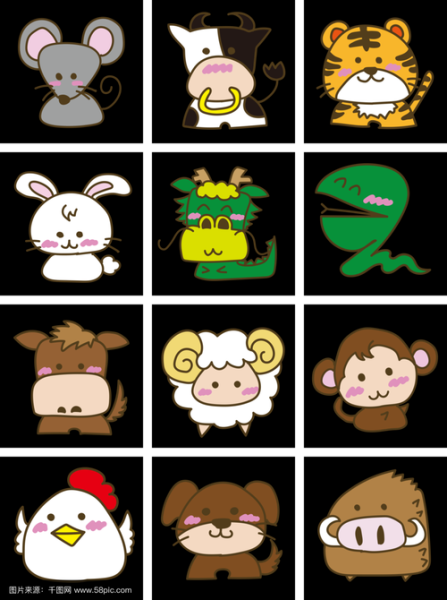 卡通生肖属相（卡通十二生肖属相图片免费下载素材库）