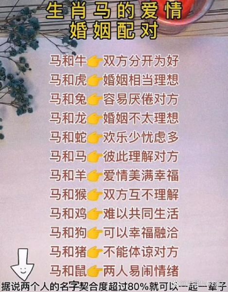 生肖马和哪些属相更配合（生肖马和什么属相最配婚姻）