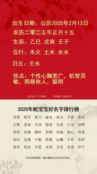 生肖属相宝宝名字大全（2025属蛇宝宝名字带什么字最吉利）