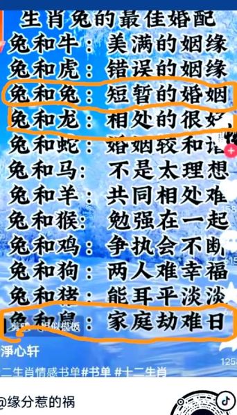 哪个生肖和属相配好（属兔和什么生肖最配婚）