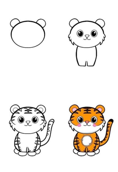 虎的生肖属相绘画(虎的生肖简笔画一步一步教程)